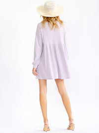WOMEN'S LONG SLEEVE FRONT POCKET LOOSE FIT MINI DRESS