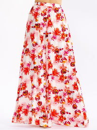 WOMEN'S ELASTIC WAIST FRONT POCKETS FLORAL PALAZZO PANTS