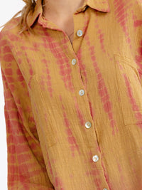 WOMEN'S LONG SLEEVE BUTTON UP TIE DYE BLOUSE