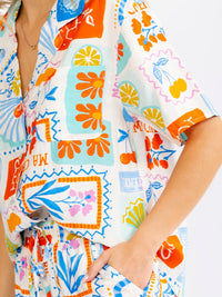 WOMEN'S SHORT SLEEVE BLOUSE & ELASTIC WAIST SHORTS MULTI PRINT 2PC. SET