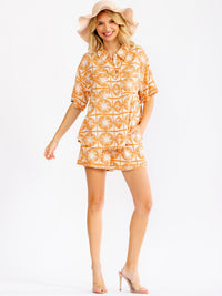 WOMEN'S SHORT SLEEVE BLOUSE & ELASTIC WAIST SHORTS MULTI PRINT 2PC. SET