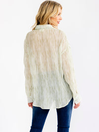 WOMEN'S LONG SLEEVE BUTTON UP TIE DYE DETAILED SHIRT