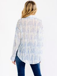 WOMEN'S LONG SLEEVE BUTTON UP TIE DYE DETAILED SHIRT