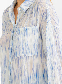 WOMEN'S LONG SLEEVE BUTTON UP TIE DYE DETAILED SHIRT