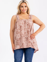 PLUS SIZE SLEEVELESS SQUARE NECK ANIMAL PRINT TANK TOP