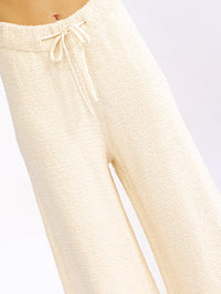 WOMEN'S ELASTIC WAIST SELF TIE WIDE LEG PANTS