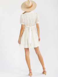 WOMEN'S SHORT SLEEVE V-NECK BUTTON UP FLORAL MINI DRESS