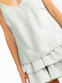 WOMEN'S SLEEVELESS TANK TOP & ELASTIC WAIST MINI SKIRT RUFFLE 2PC. SET