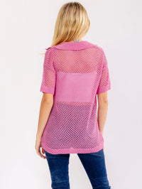 WOMEN'S SHORT SLEEVE V-NECK KNIT BLOUSE