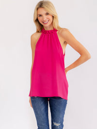 WOMEN'S SLEEVELESS HALTER NECK LOOSE FIT TOP