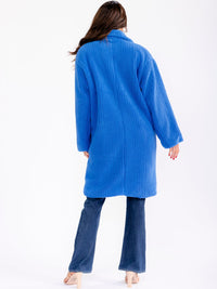 WOMEN'S LONG SLEEVE BUTTON CLOSURE FRONT POCKETS RIBBED TRENCH COAT