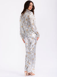 WOMEN'S LONG SLEEVE BUTTON UP STARS SEQUINS TOP