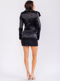 WOMEN'S LONG SLEEVE BLAZER & ZIP UP MINI SKIRT FLOWER DETAILED 2PC. SET