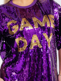 PLUS SIZE SHORT SLEEVE GAME DAY SEQUINS TOP