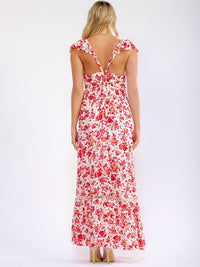 WOMEN'S SLEEVELESS OPEN BACK FLORAL MAXI DRESS