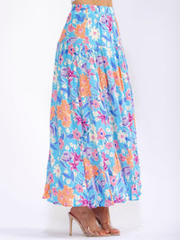 WOMEN'S ELASTIC WAIST TIERED FLORAL MAXI SKIRT