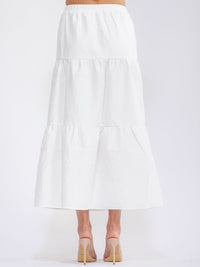 WOMEN'S ELASTIC WAIST TIERED DETAILED MAXI SKIRT
