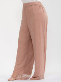 PLUS SIZE ELASTIC WAIST SHIMMER WIDE LEG PANTS
