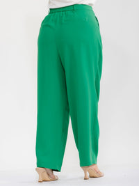 PLUS SIZE ELASTIC WAIST BUTTON CLOSURE POCKETS WIDE LEG PANTS