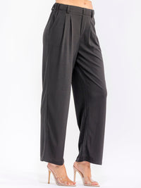 WOMEN'S BUTTON CLOSURE FRONT POCKETS STRAIGHT LEG PRINT PANTS