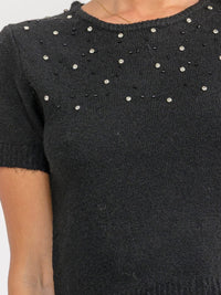 WOMEN'S SHORT SLEEVE STUDS DETAILED TOP