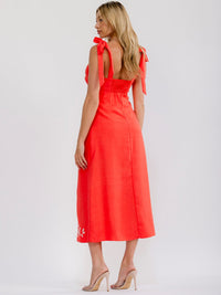 WOMEN'S SLEEVELESS V-NECK SMOCK EMBROIDERY FLORAL MAXI DRESS