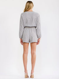 WOMEN'S LONG SLEEVE V-NECK ELASTIC WAIST FLORAL ROMPER