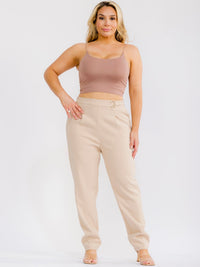 PLUS SIZE ZIP UP POCKETS STRAIGHT LEG SOLID PANTS