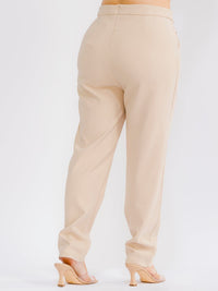 PLUS SIZE ZIP UP POCKETS STRAIGHT LEG SOLID PANTS