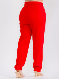 PLUS SIZE ZIP UP POCKETS STRAIGHT LEG SOLID PANTS