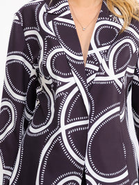 WOMEN'S LONG SLEEVE BLAZER & ELASTIC WAIST WIDE LEG PANTS MULTI PRINT 2PC. SET