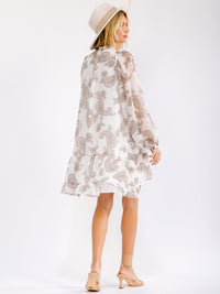 WOMEN'S LONG SLEEVE BUTTON UP PAISLEY PRINT HIGH-LOW MINI DRESS