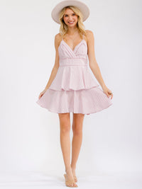 JUST ME WOMEN'S SLEEVELESS V-NECK TIERED PLAID MNI DRESS