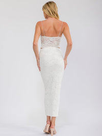 WOMEN'S SLEEVELESS TANK TOP & ELASTIC WAIST MAXI SKIRT LACE FLOWER 2PC. SET