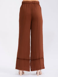 WOMEN'S BUTTON CLOSURE FRONT POCKETS WIDE LEG PANTS