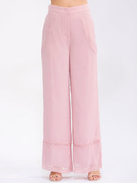 WOMEN'S BUTTON CLOSURE FRONT POCKETS WIDE LEG PANTS