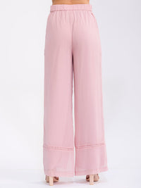 WOMEN'S BUTTON CLOSURE FRONT POCKETS WIDE LEG PANTS