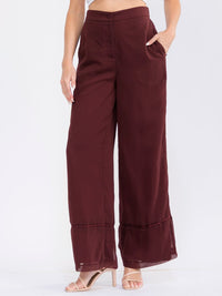 WOMEN'S BUTTON CLOSURE FRONT POCKETS WIDE LEG PANTS