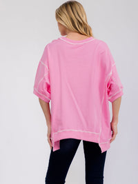 WOMEN'S SHORT SLEEVE LOOSE FIT HIGH-LOW GAME DAY TOP