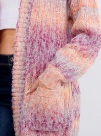 WOMEN'S LONG SLEEVE OPEN FRONT POCKETS MULTI CARDIGAN