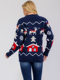 WOMEN'S LONG SLEEVE HOLIDAY PRINT PULLOVER SWEATER