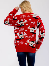 ****PLUS SIZE LONG SLEEVE HOLIDAY PRINT JOY PULLOVER SWEATER