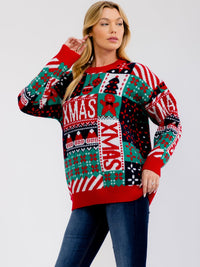WOMEN'S LONG SLEEVE XMAS HOLIDAY GRAPHIC PULLOVER SWEATER