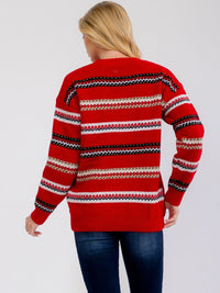 ****PLUS SIZE LONG SLEEVE HOLIDAY PRINT PULLOVER SWEATER