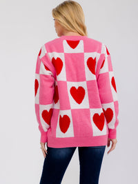 ****PLUS SIZE LONG SLEEVE HEARTS GRAPHIC PULLOVER SWEATER