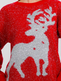 ****PLUS SIZE LONG SLEEVE HOLIDAY PRINT SHIMMER PULLOVER SWEATER