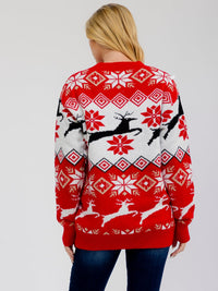 ****PLUS SIZE LONG SLEEVE HOLIDAY PRINT PULLOVER SWEATER