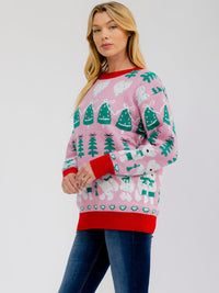 *****PLUS SIZE LONG SLEEVE HOLIDAY PRINT PULLOVER SWEATER