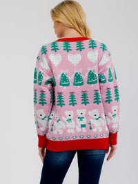 WOMEN'S LONG SLEEVE HOLIDAY PRINT PULLOVER SWEATER