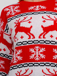 WOMEN'S LONG SLEEVE HOLIDAY PRINT PULLOVER SWEATER